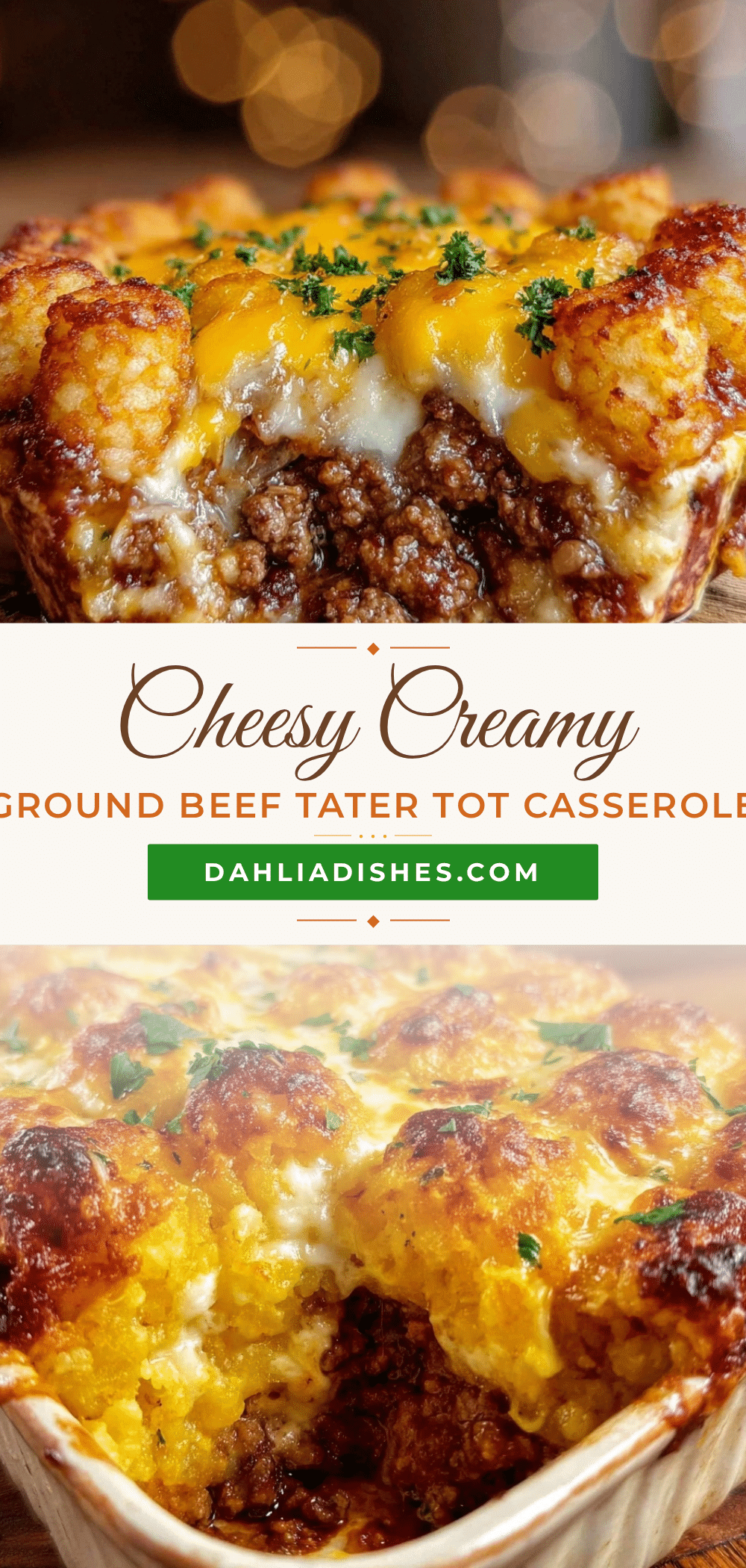 creamy cheesy ground beef tater tot casserole recipe