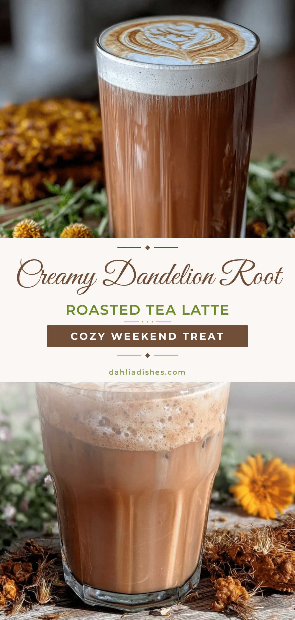 creamy dandelion root roasted tea latte recipe