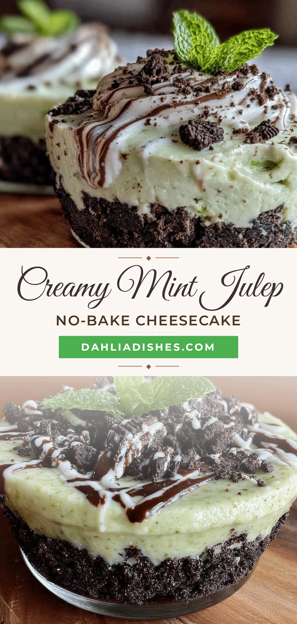 Creamy Mint Julep No-Bake Cheesecake recipe