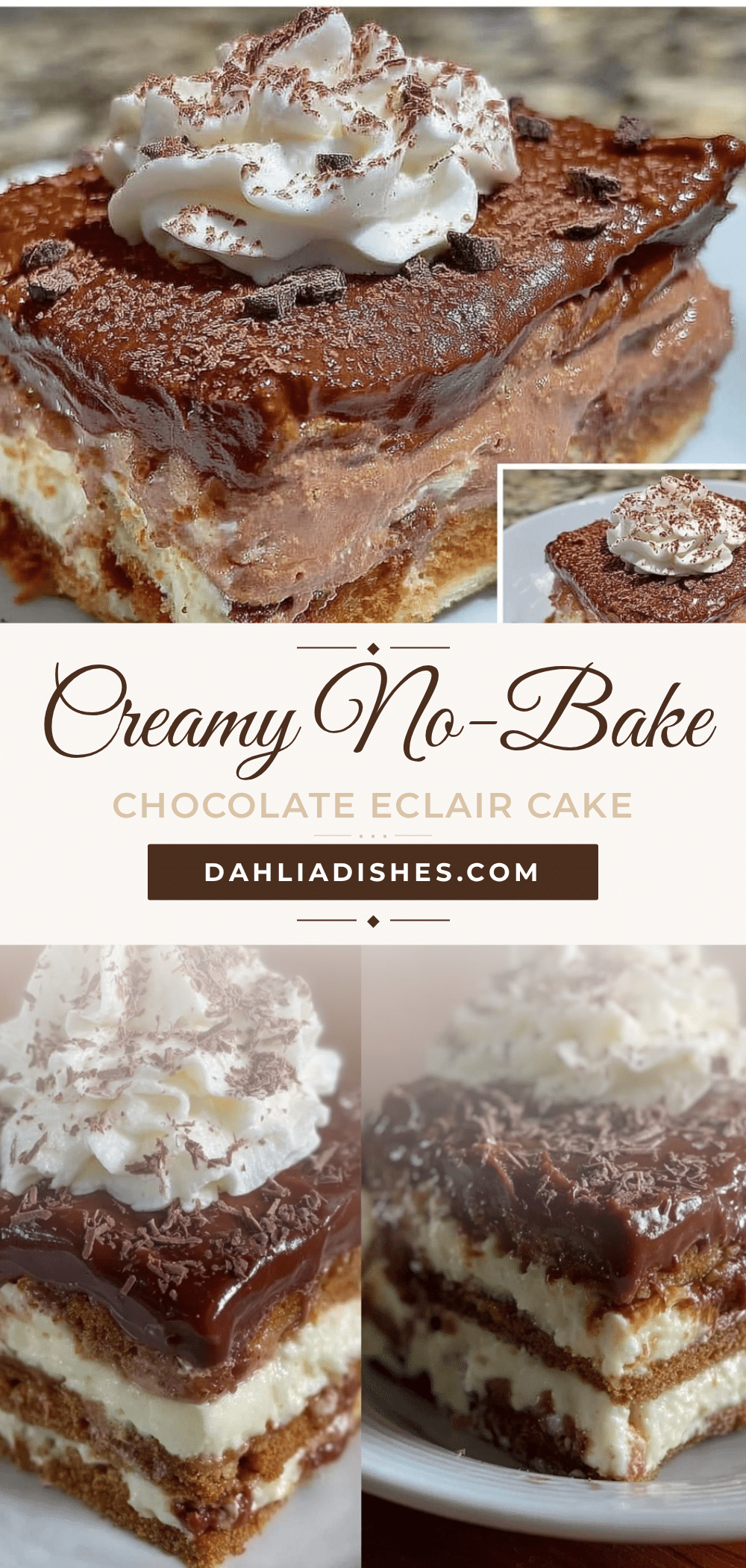 Creamy No-Bake Chocolate Eclair Icebox Cake recipe