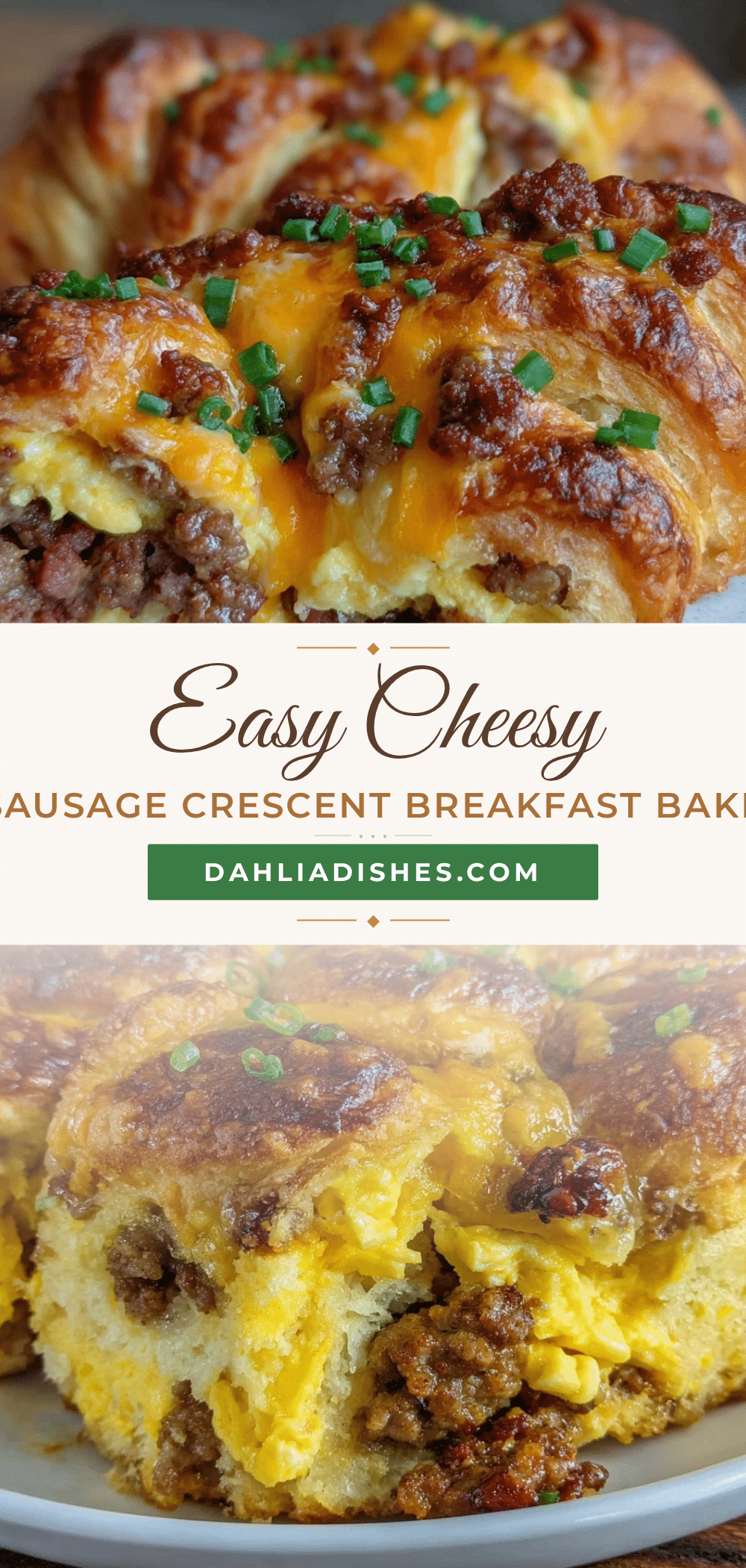 Easy Cheesy Sausage Crescent Roll Breakfast Bake recipe