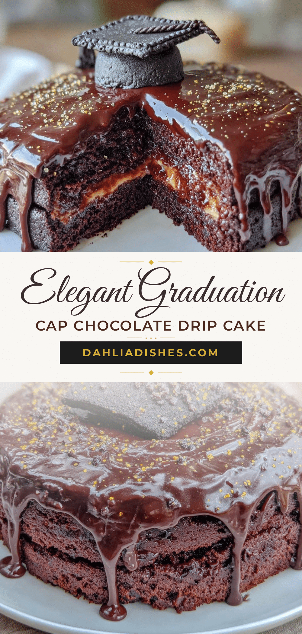 graduation cap chocolate drip cake recipe