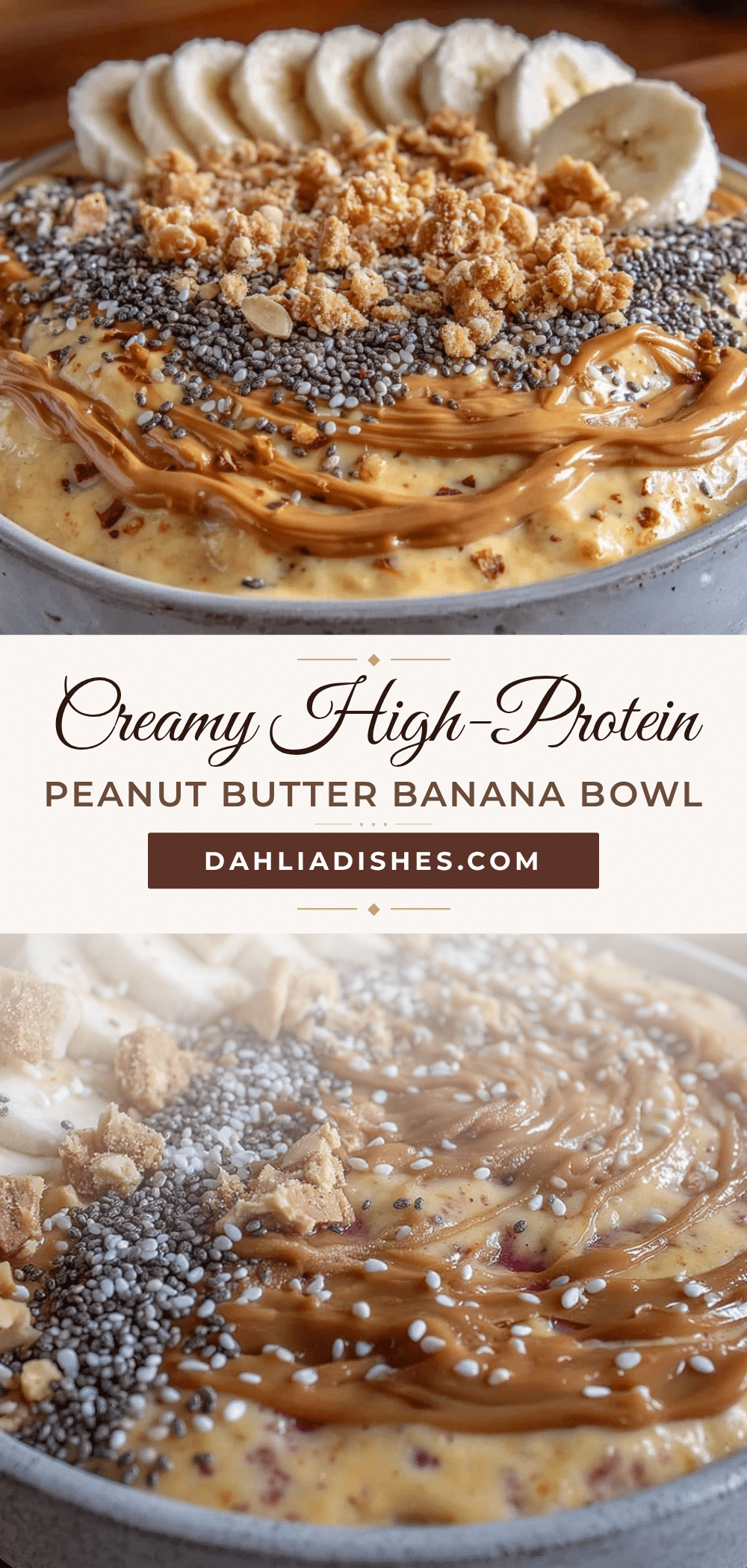 healthy high-protein peanut butter banana smoothie bowl recipe