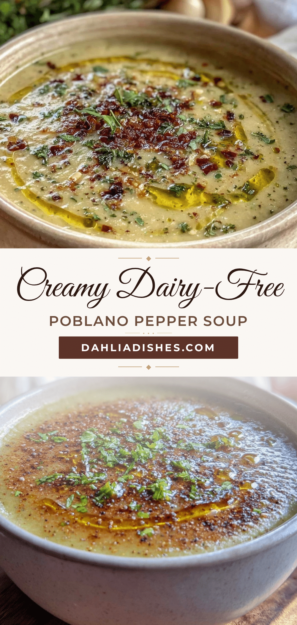 creamy dairy-free poblano pepper soup recipe