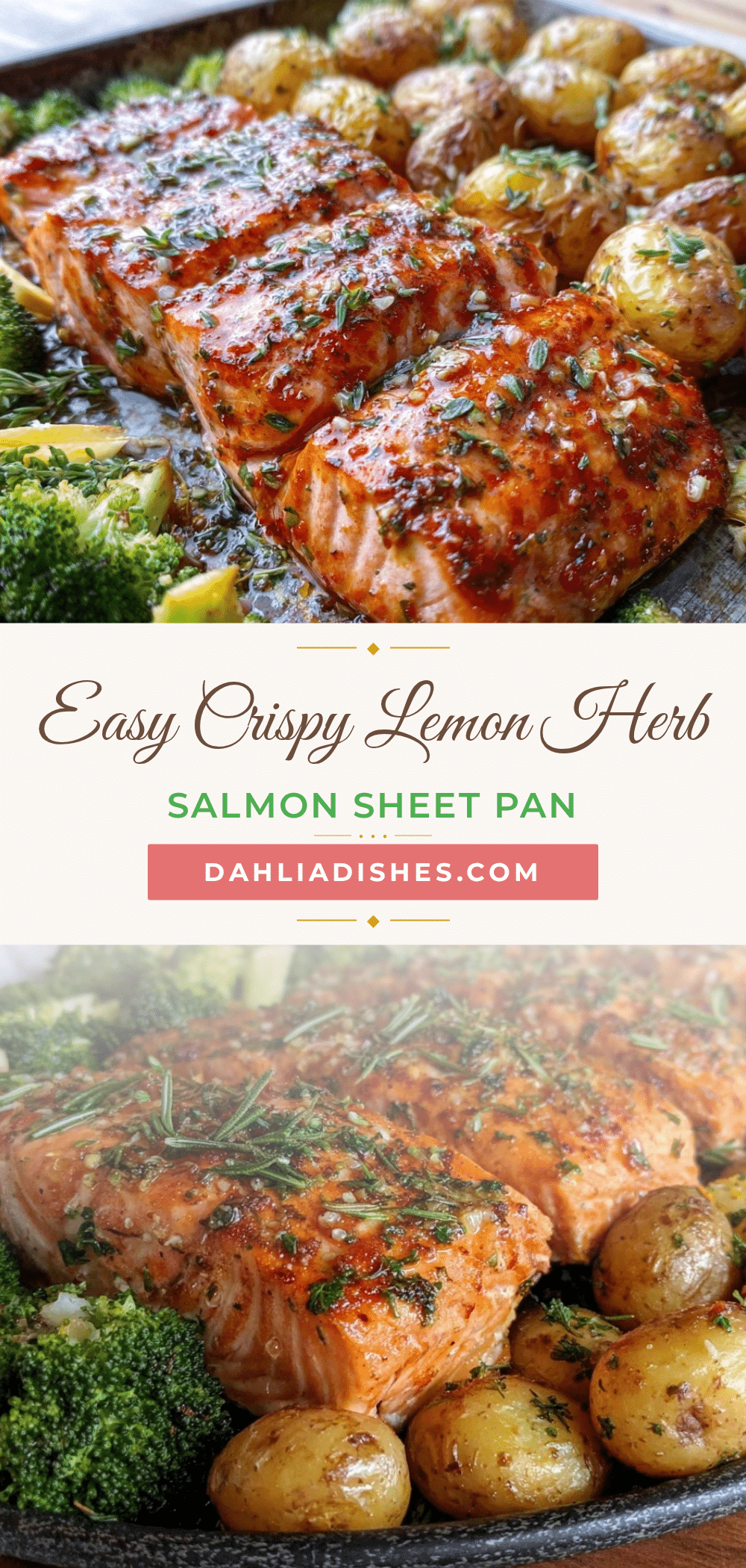 crispy lemon herb salmon sheet pan dinner recipe