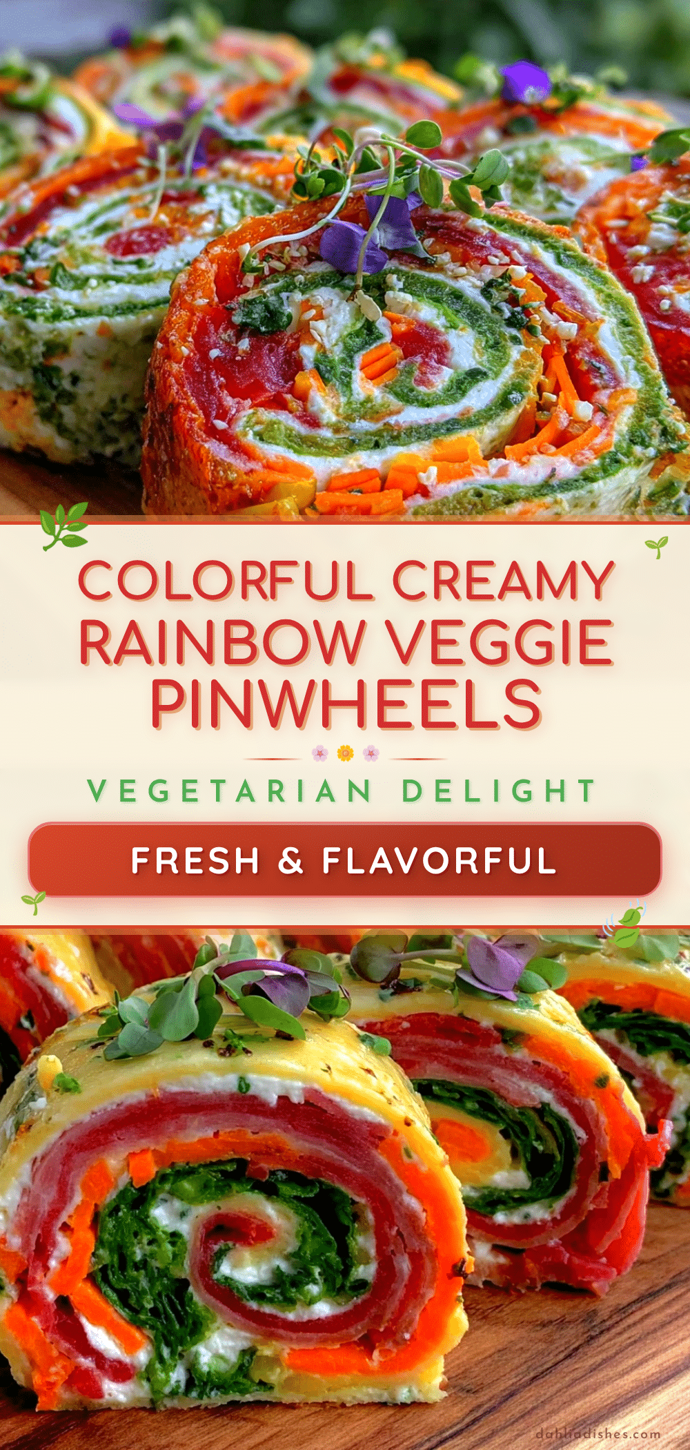 fresh rainbow veggie pinwheels recipe