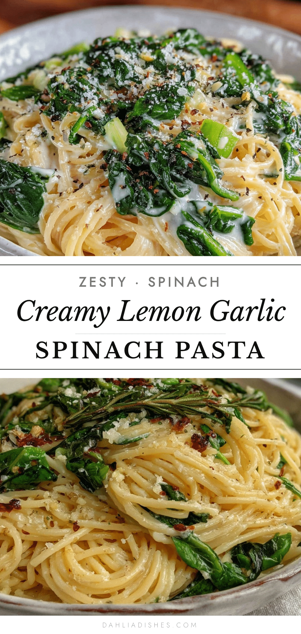 creamy lemon garlic pasta with spinach recipe