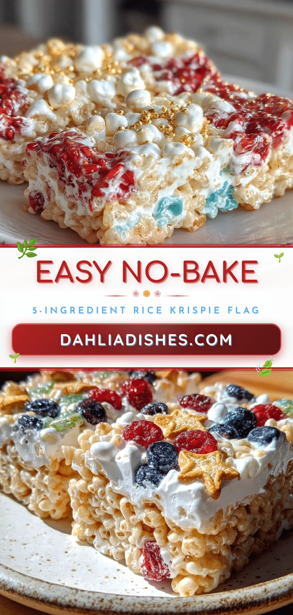 Easy 5-Ingredient Rice Krispie Flag No-Bake Treat recipe