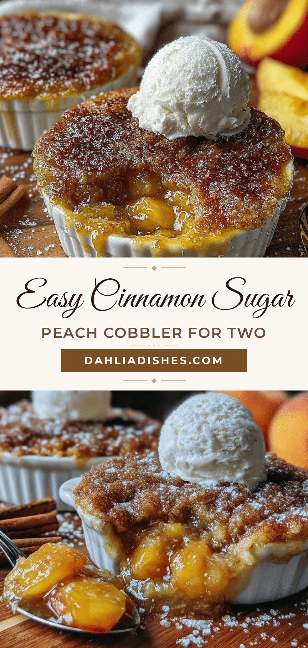 Easy Cinnamon Sugar Peach Cobbler for Two recipe
