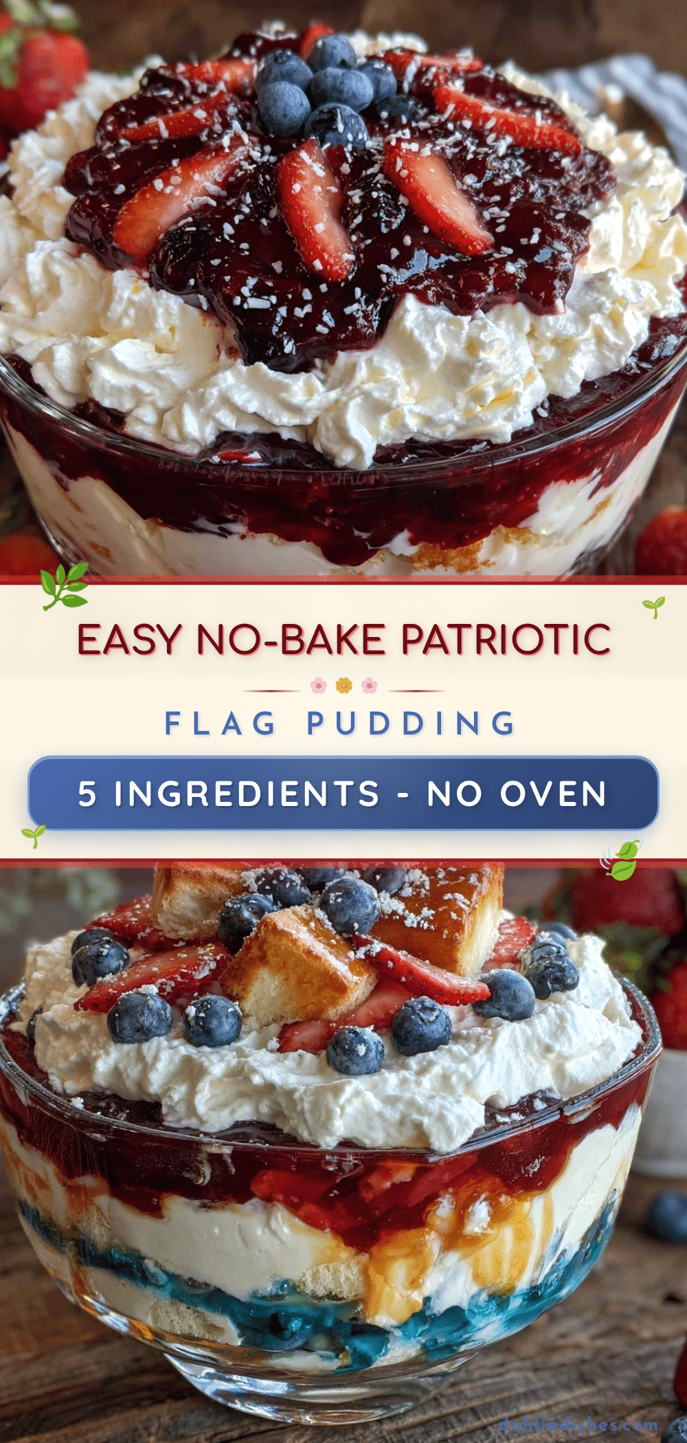 Easy No-Bake Flag Pudding recipe