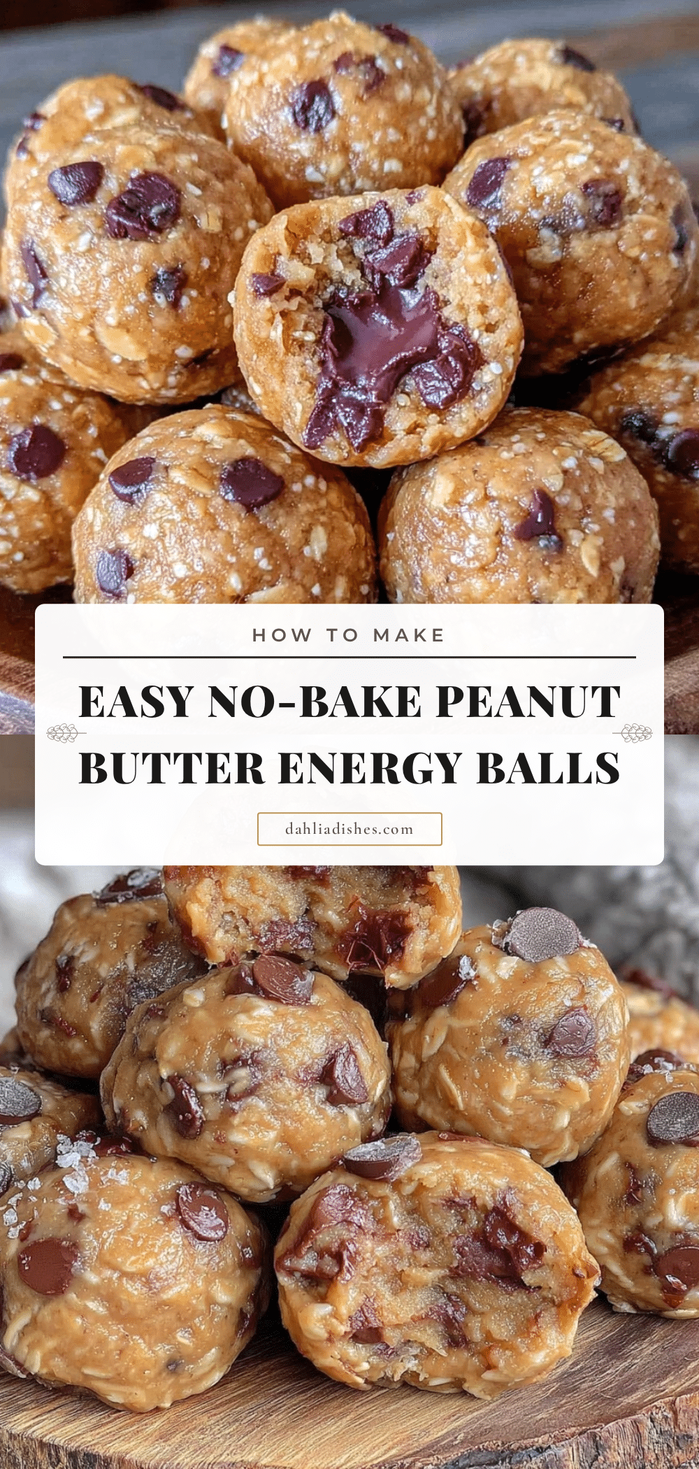 no-bake peanut butter chocolate chip energy balls recipe