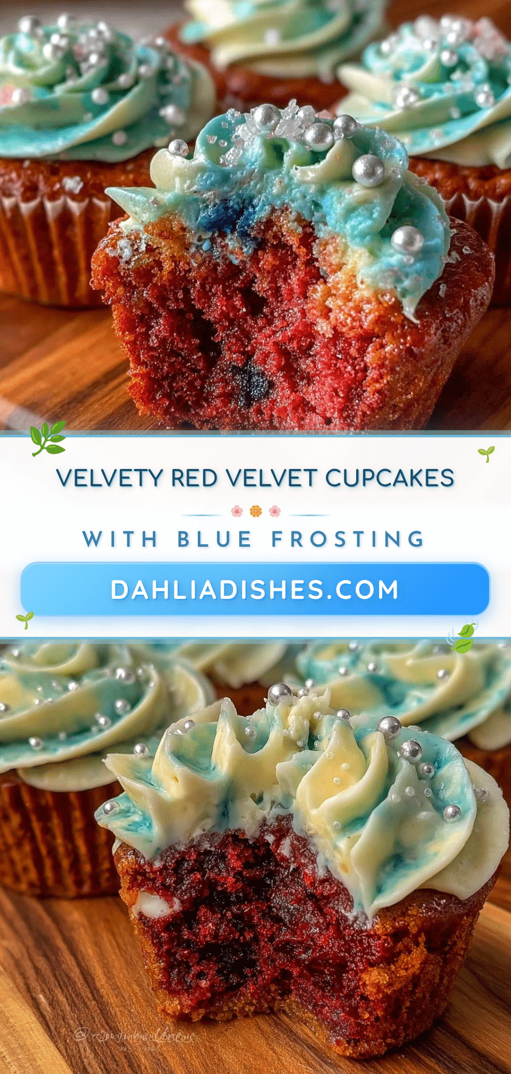 red velvet cupcakes with blue cream cheese frosting recipe