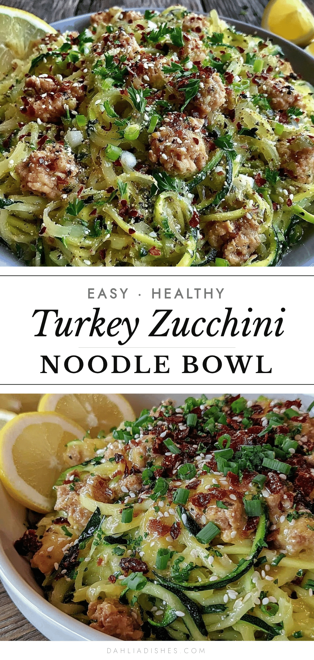 healthy turkey zucchini noodle bowl recipe