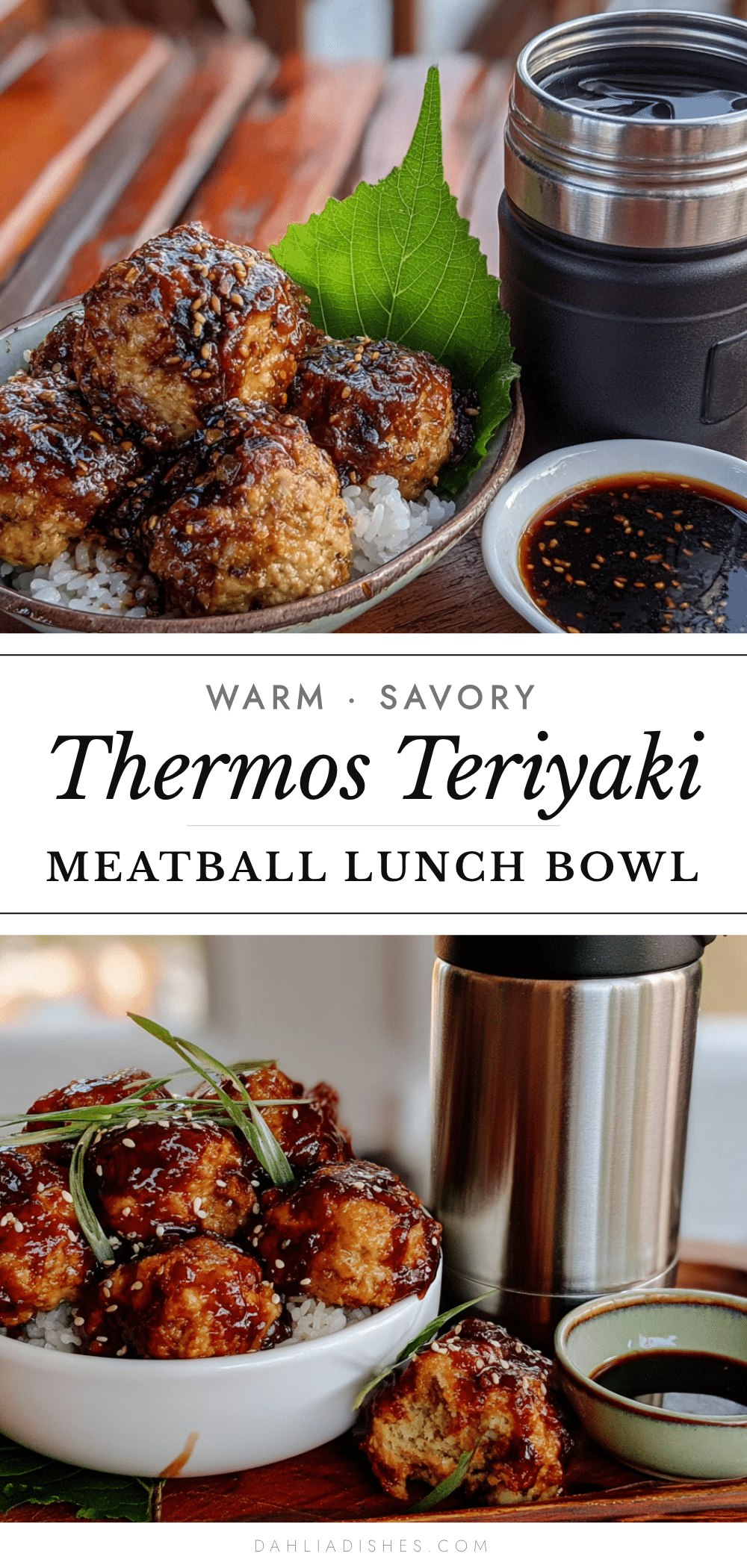 Easy Thermos Teriyaki Chicken Meatball Lunch Bowl recipe