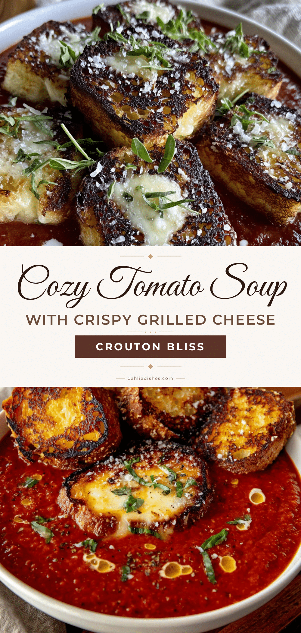 garden tomato soup with grilled cheese croutons recipe