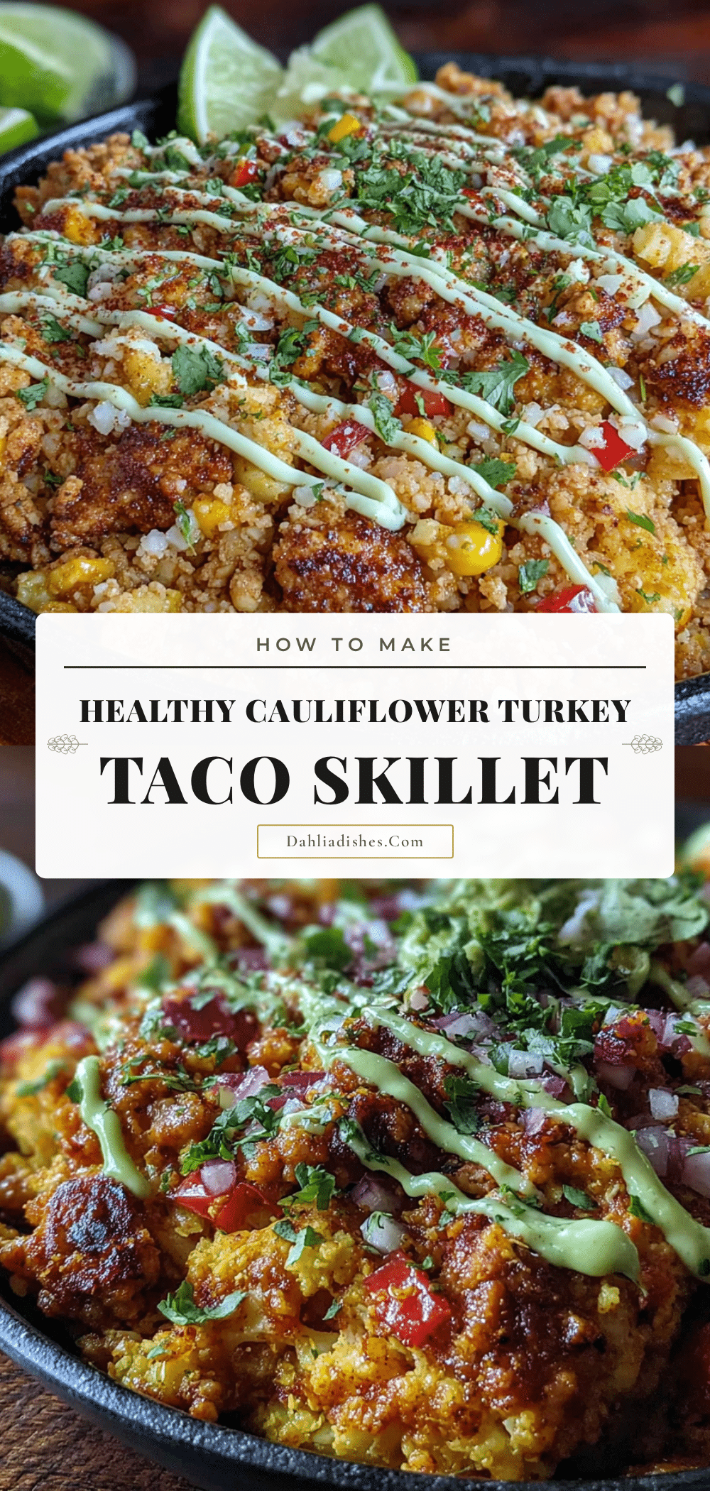 healthy turkey taco skillet with cauliflower rice recipe