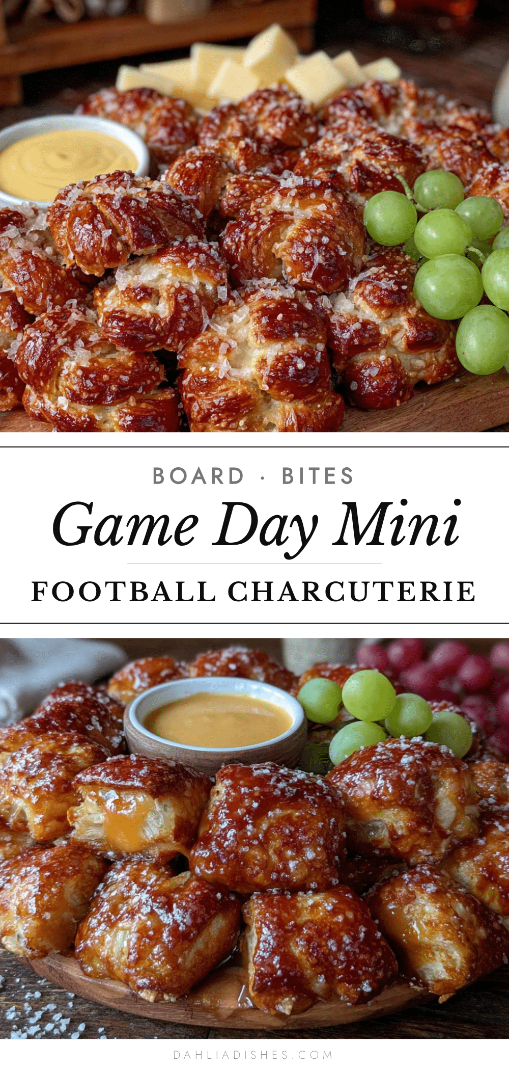 mini football charcuterie board with pretzel bites recipe