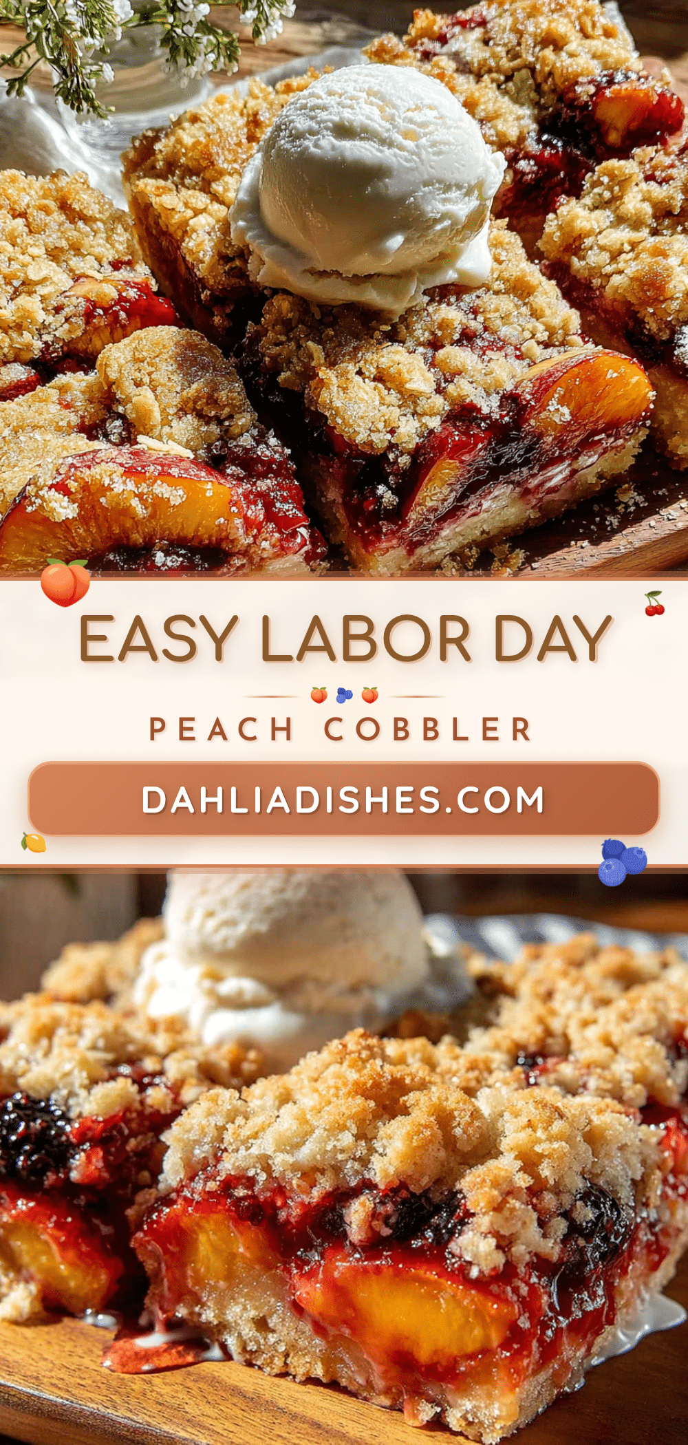 peach blueberry cobbler bars recipe
