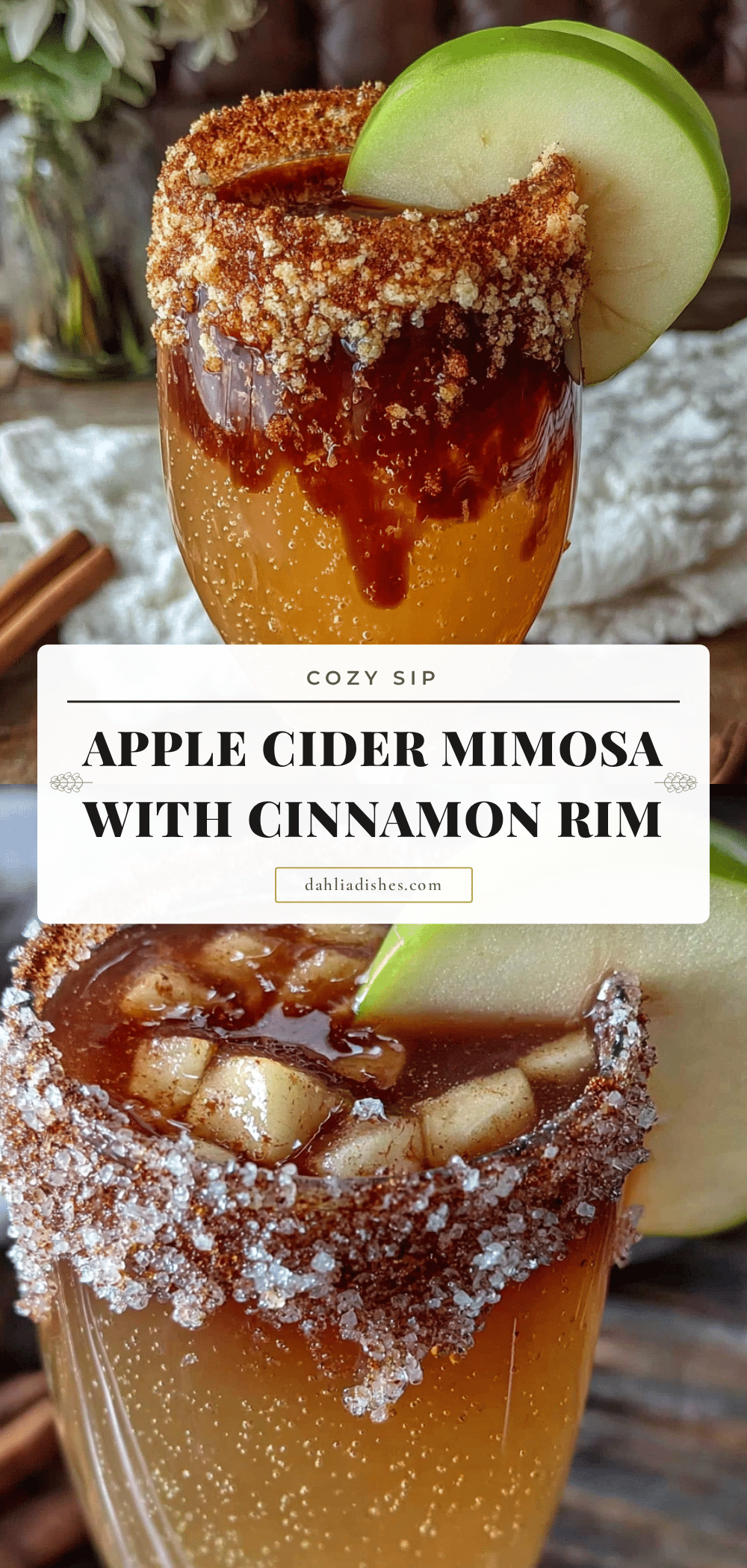 apple cider mimosa with cinnamon rim recipe