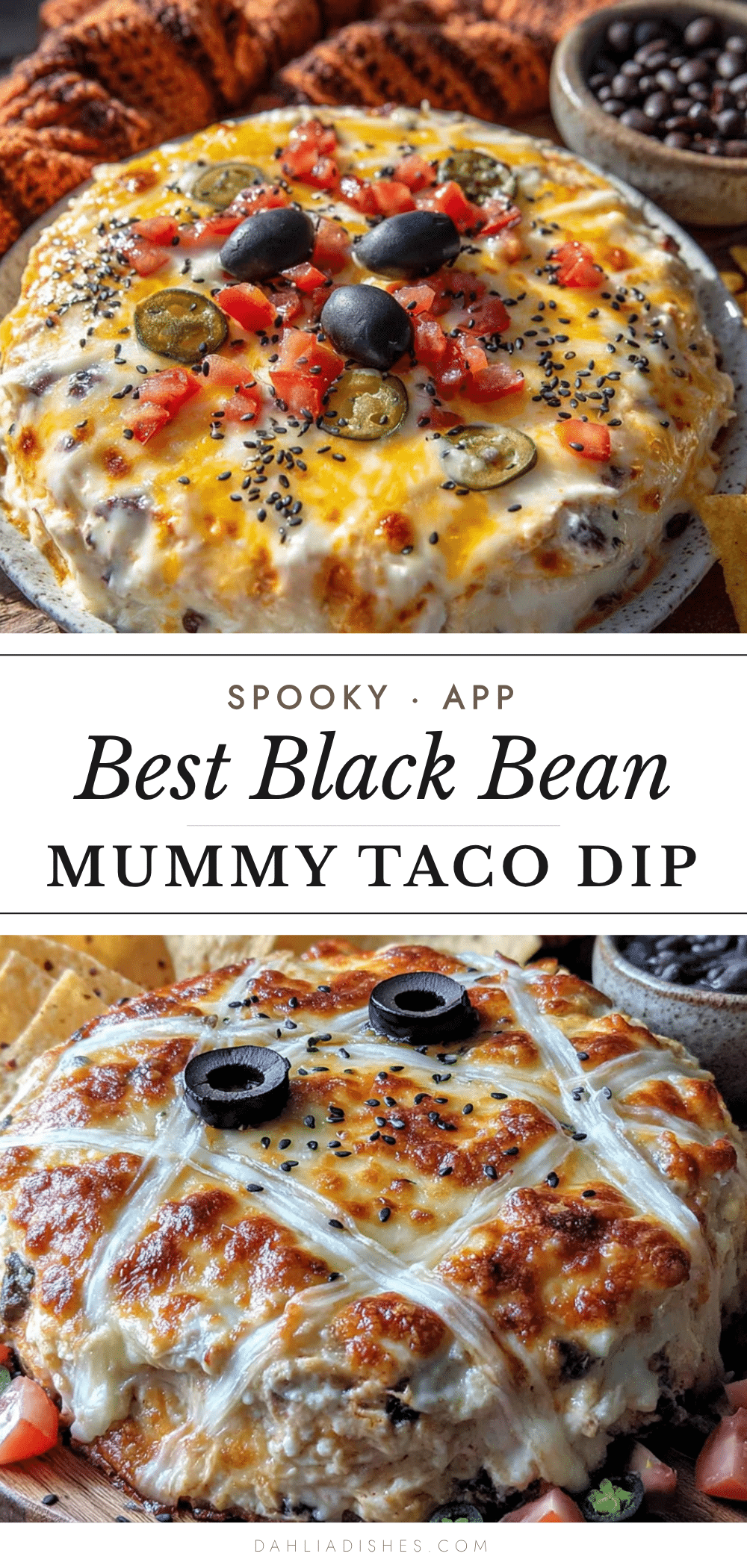 black bean mummy taco dip recipe