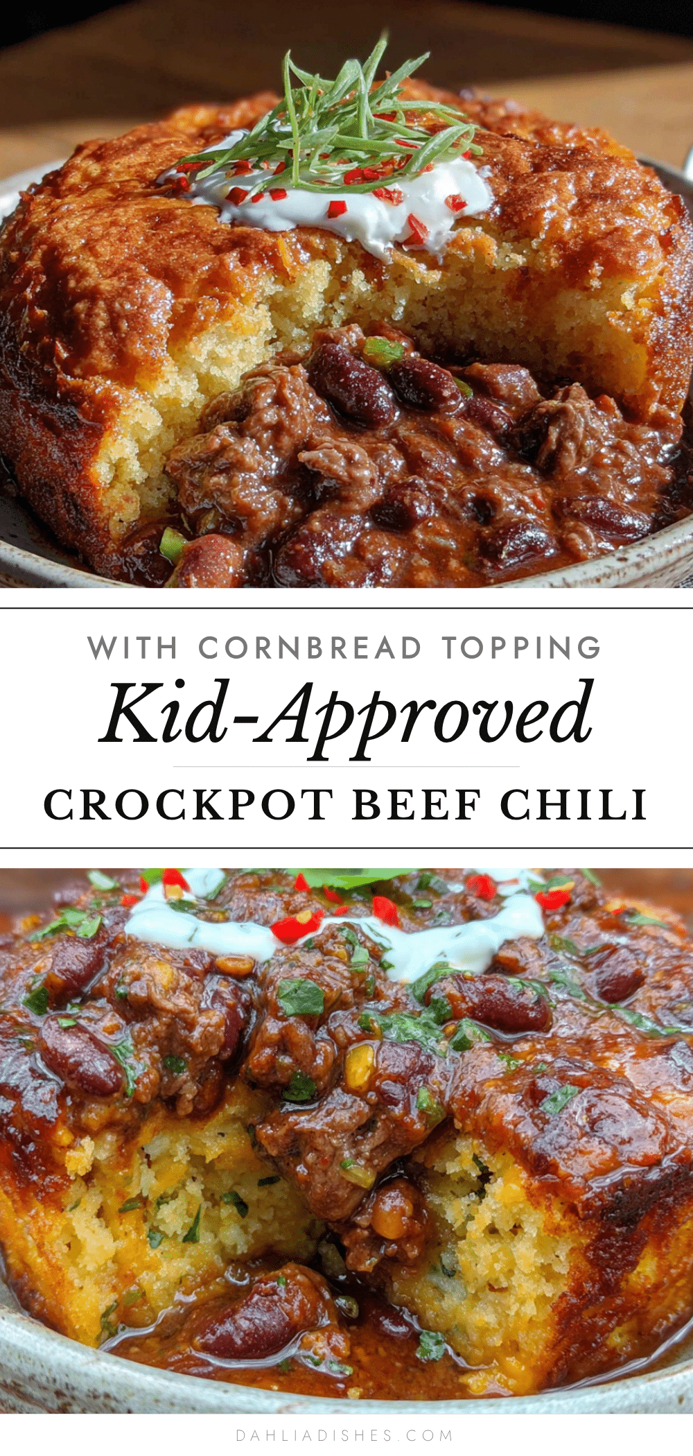 crockpot beef chili with cornbread topping recipe