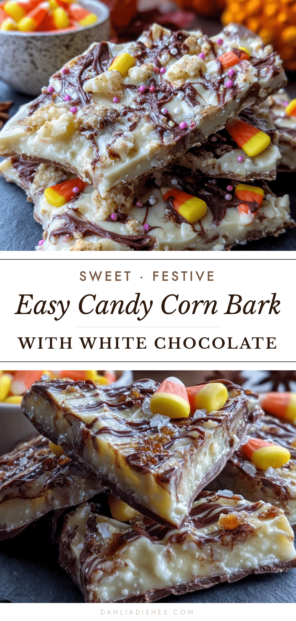 easy candy corn bark with white chocolate recipe