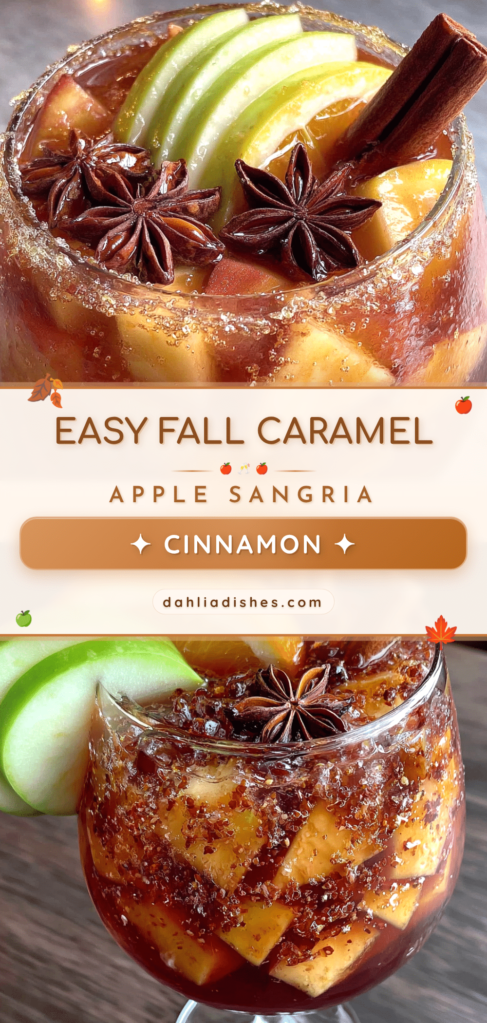 Easy Caramel Apple Sangria with Cinnamon Sticks recipe