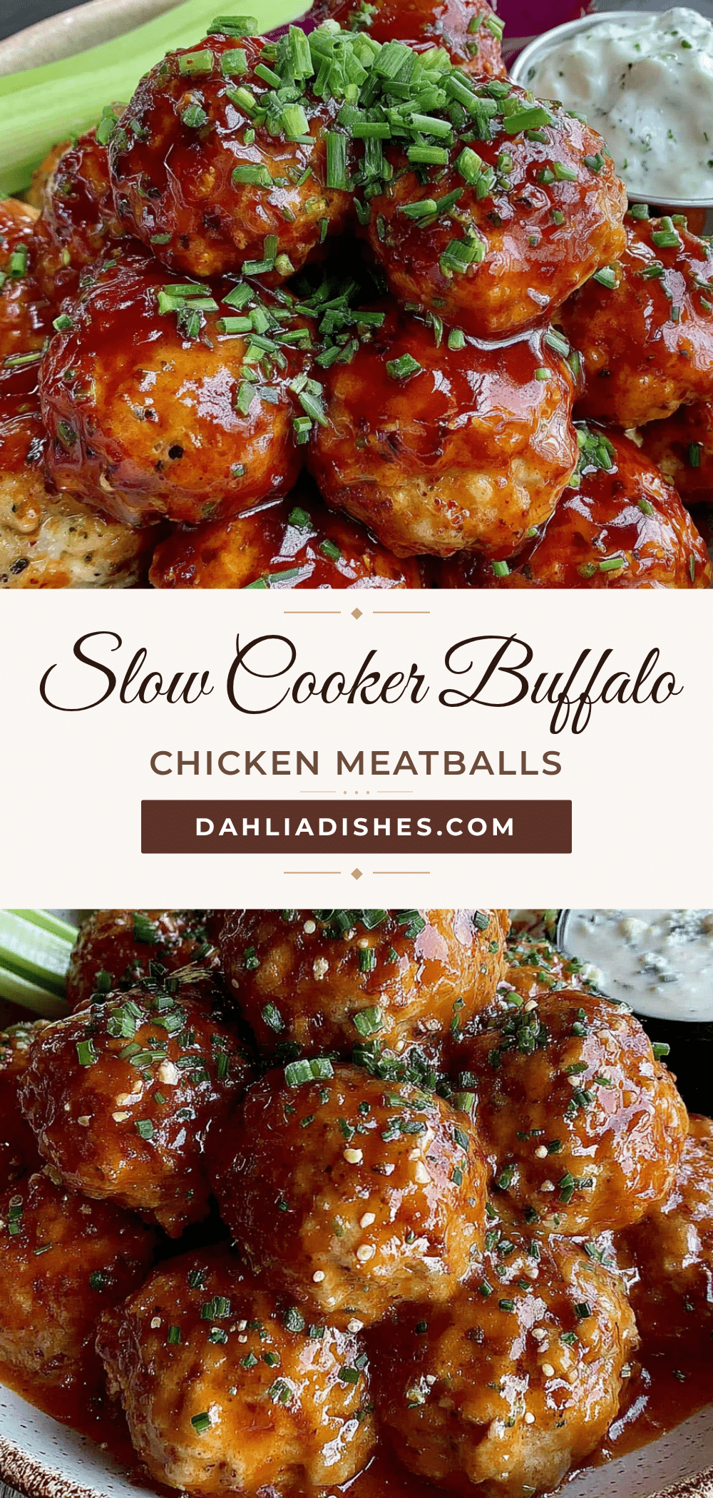 Easy Slow Cooker Buffalo Chicken Meatballs recipe