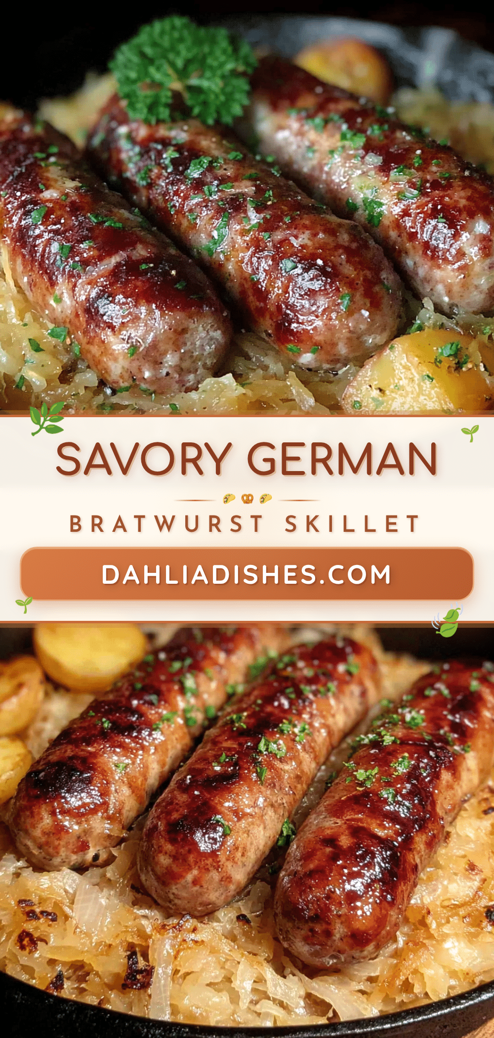 German bratwurst skillet with sauerkraut recipe