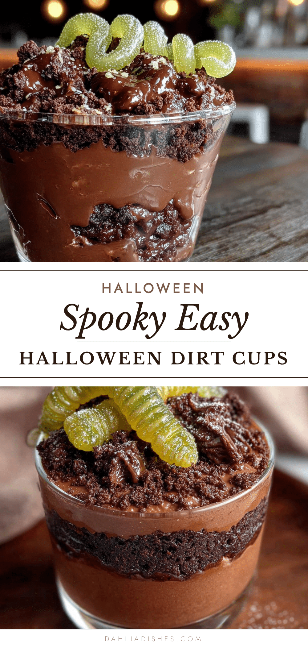halloween dirt cups with gummy worms recipe