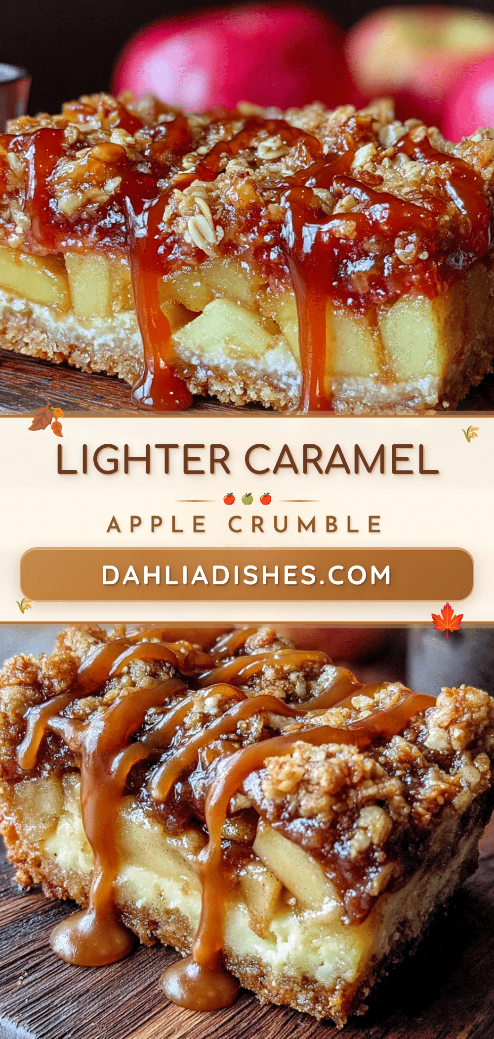 lighter caramel apple crumble bars recipe