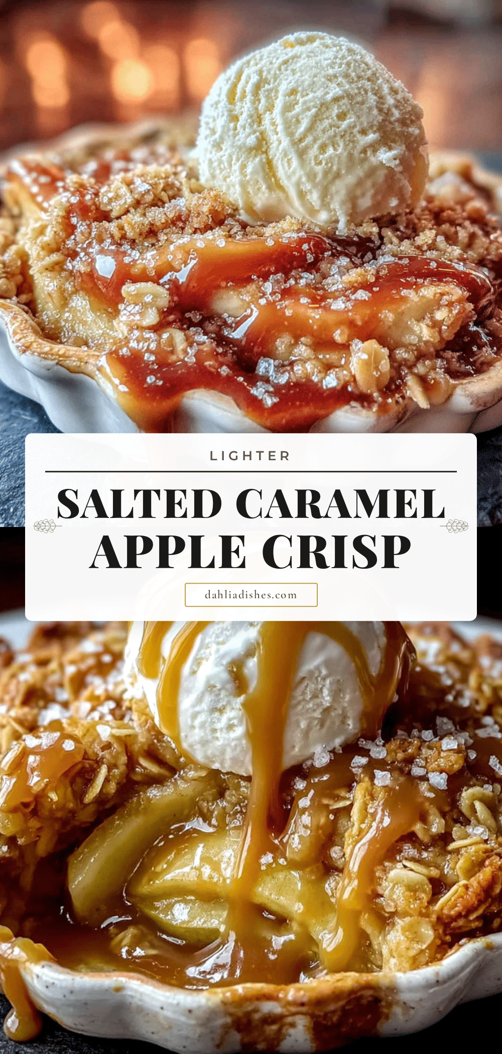 lighter salted caramel apple crisp recipe