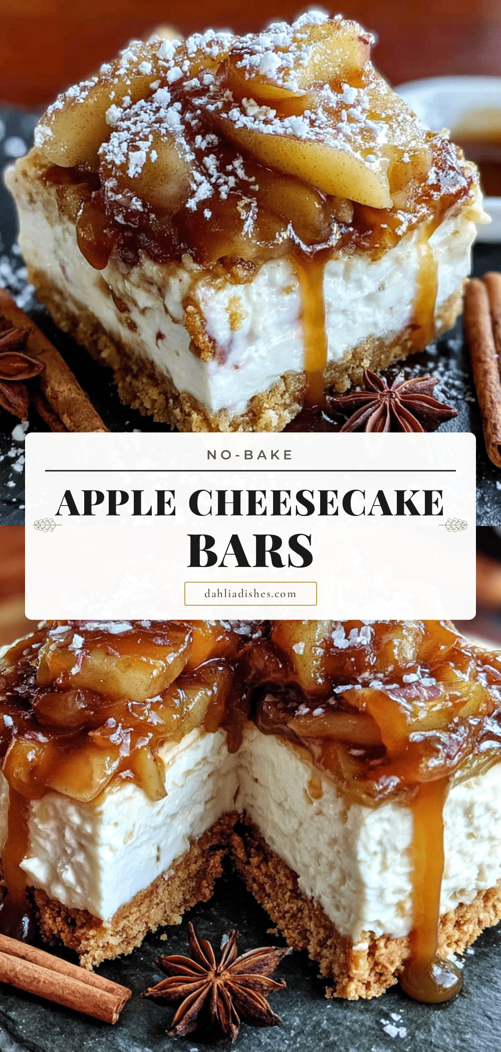 no-bake apple cheesecake bars recipe