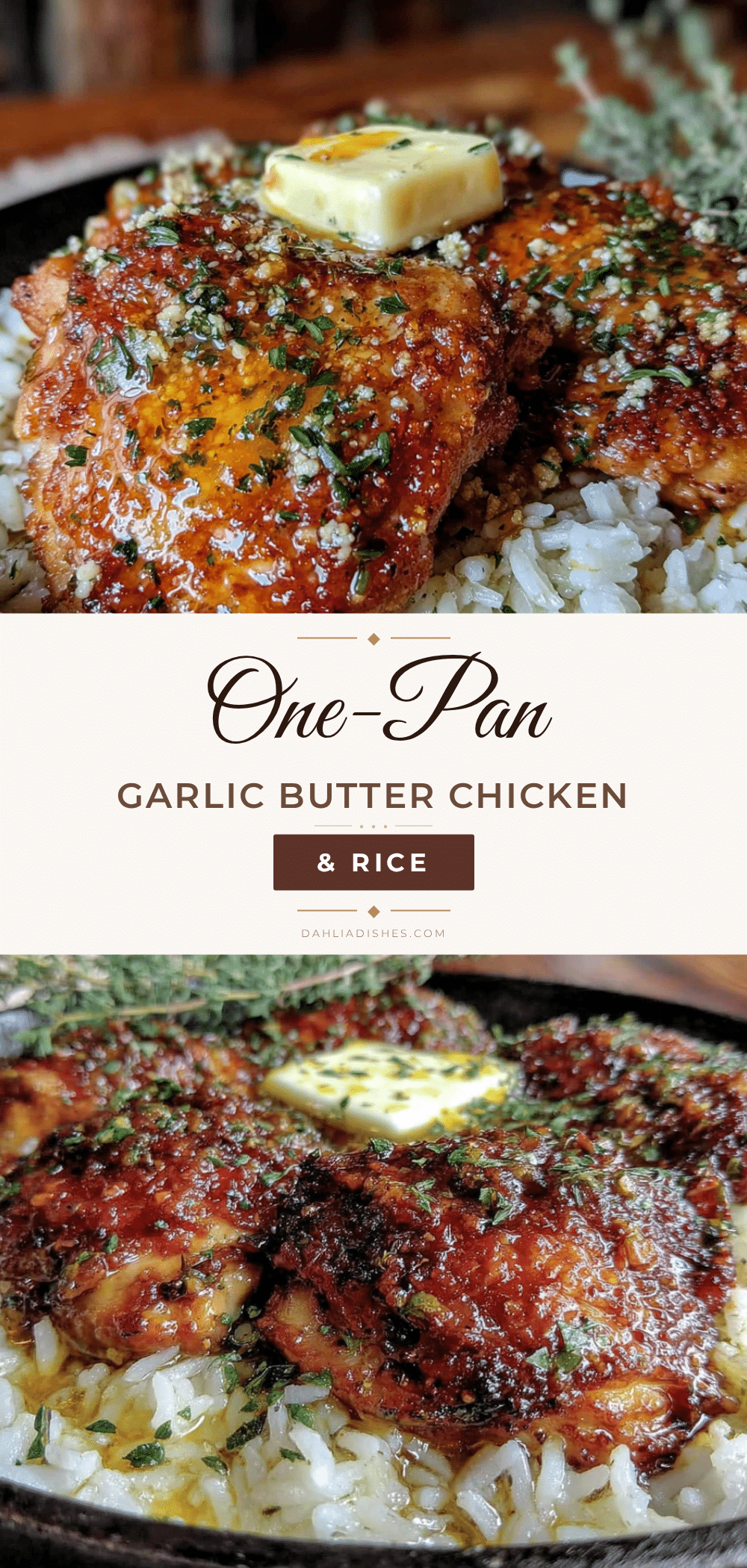 one-pan garlic butter chicken and rice recipe