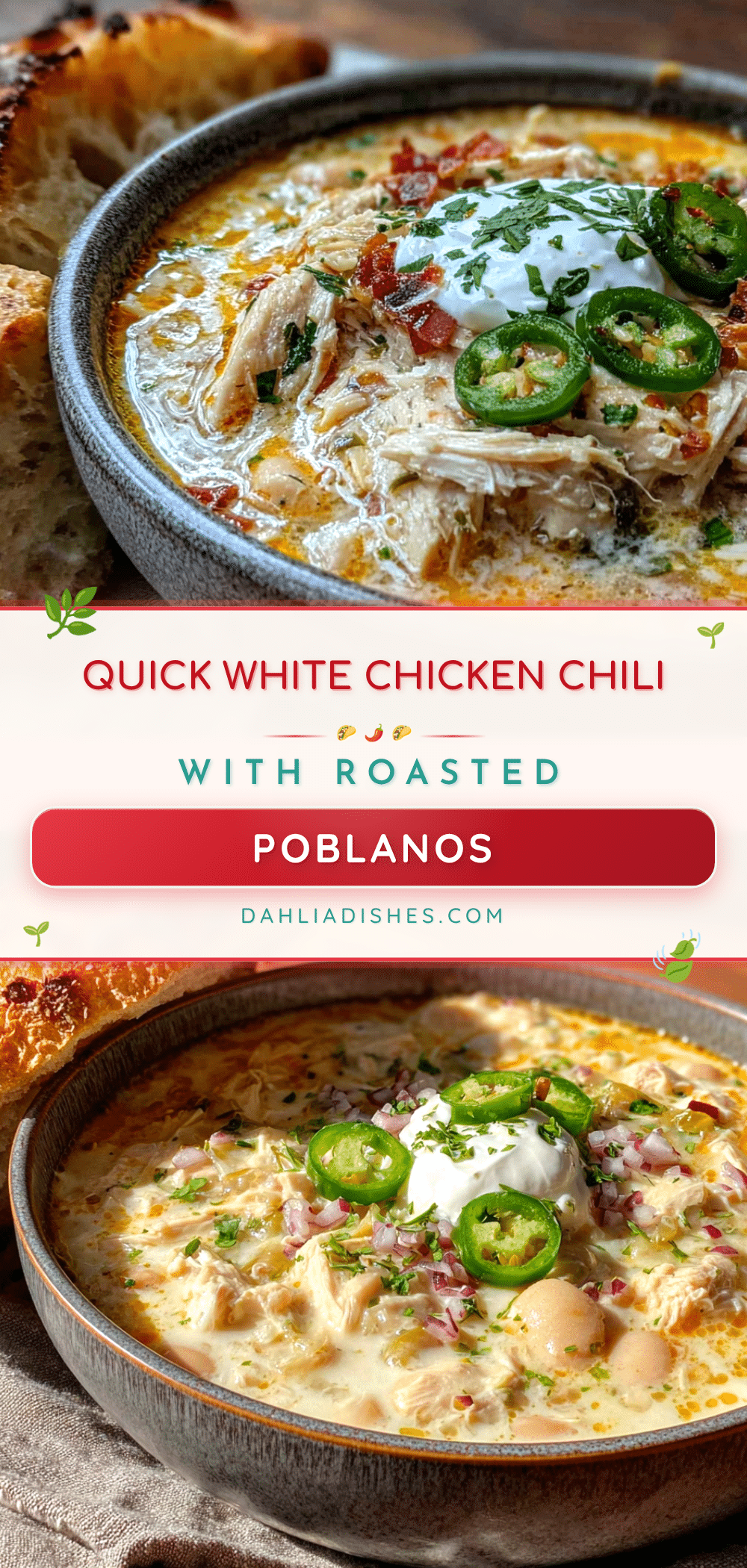 quick white chicken chili with roasted poblanos recipe