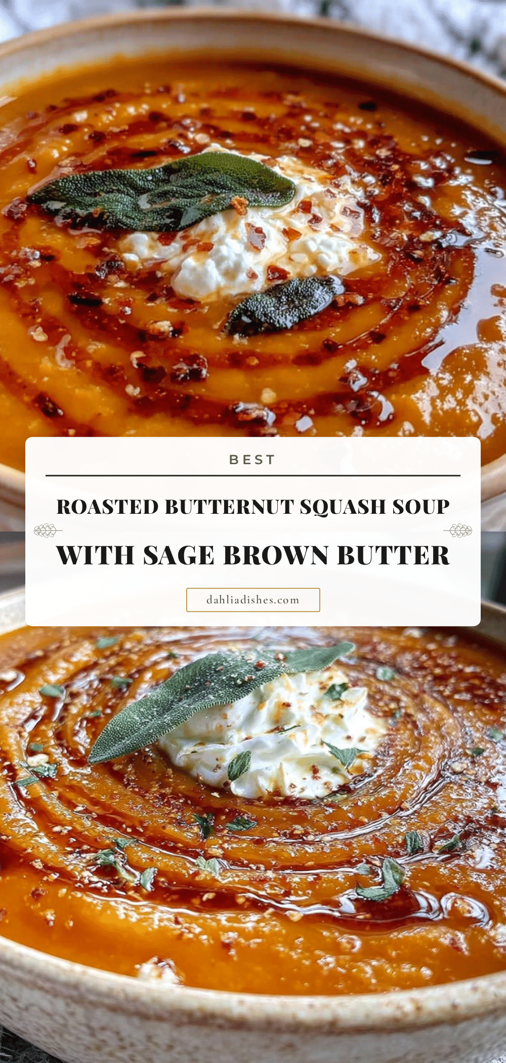 roasted butternut squash soup with sage brown butter recipe
