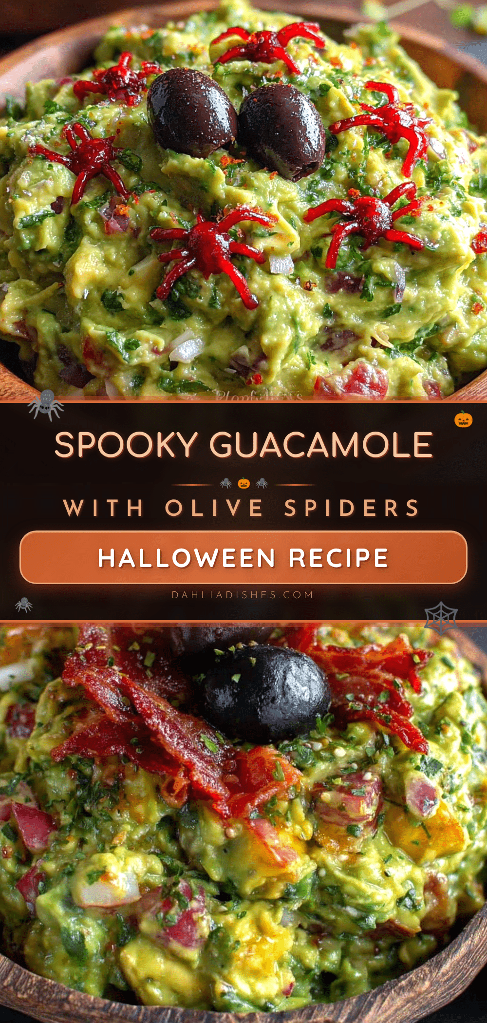 spooky guacamole with olive spiders recipe