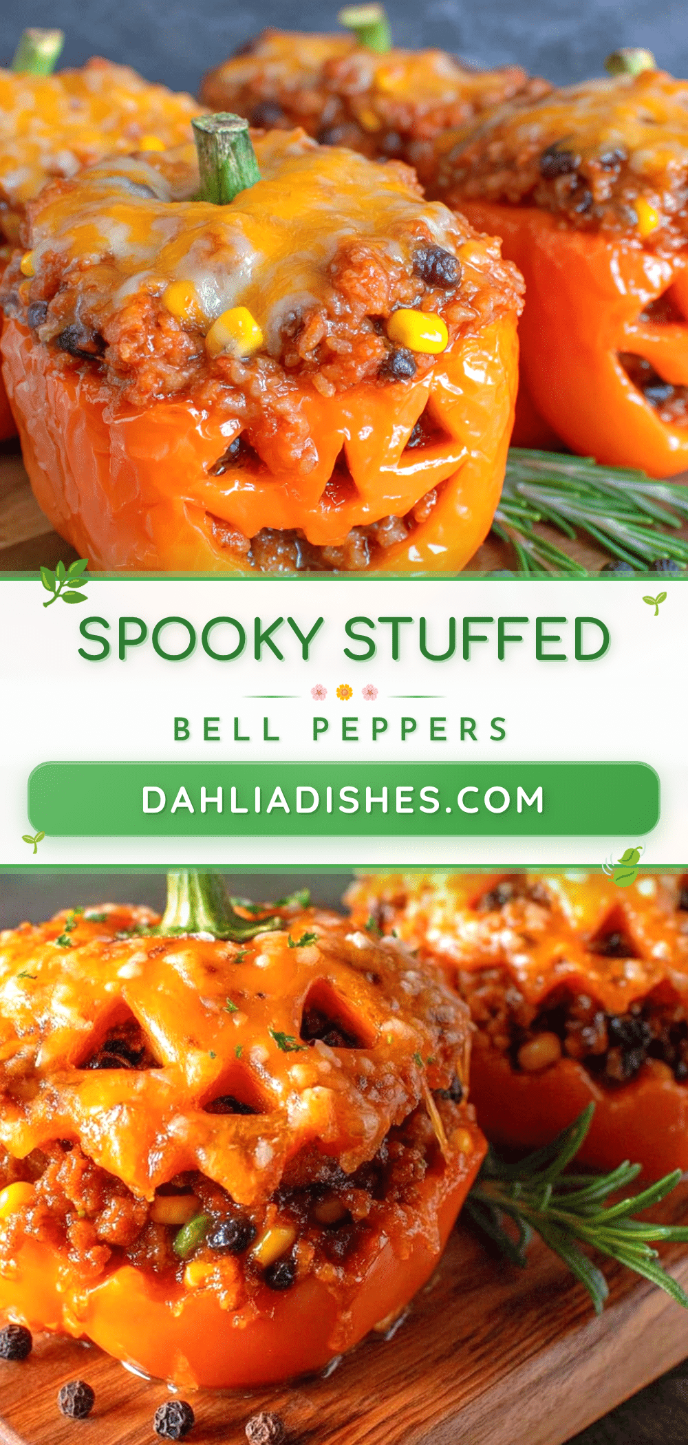 spooky jack-o-lantern stuffed bell peppers recipe