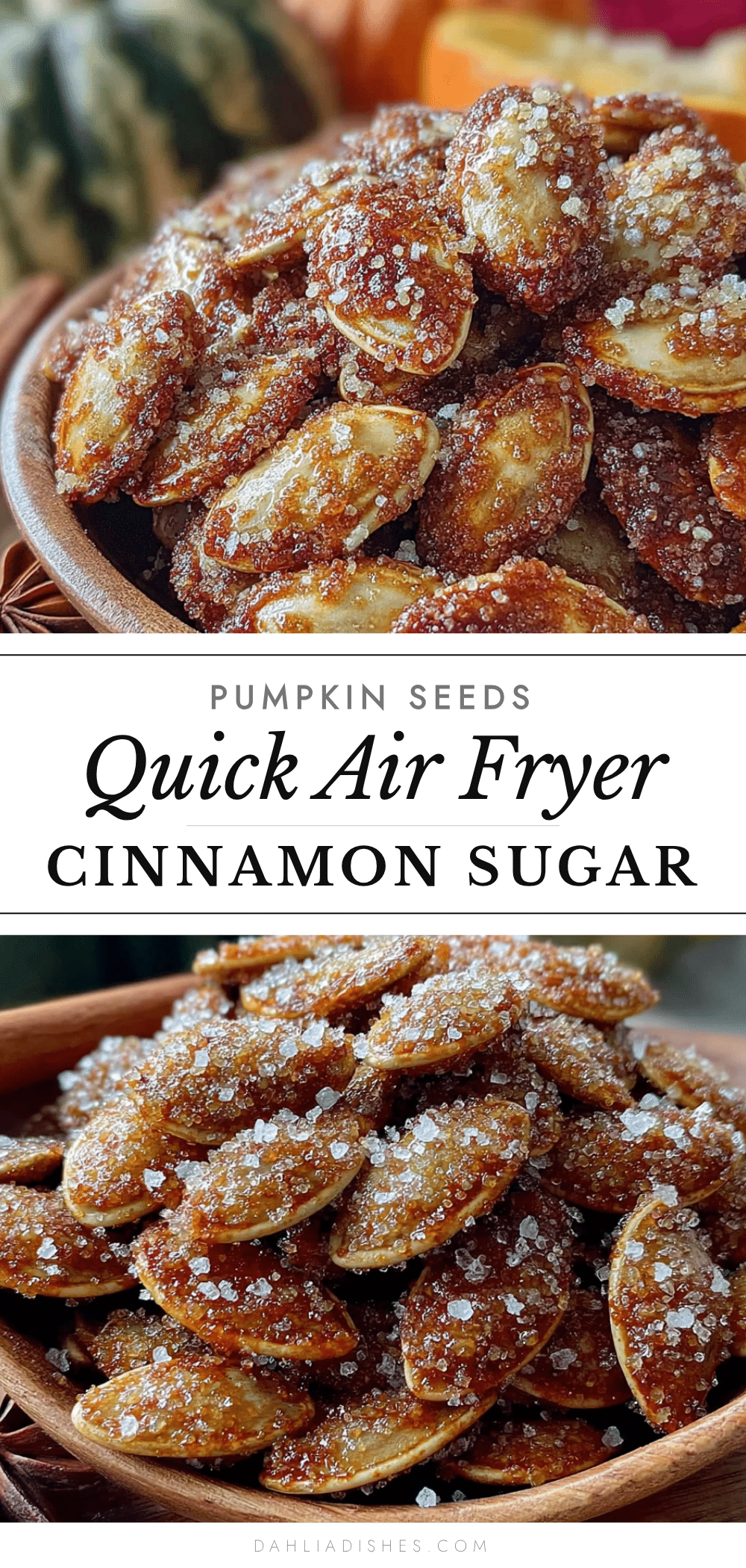 air fryer cinnamon sugar pumpkin seeds recipe