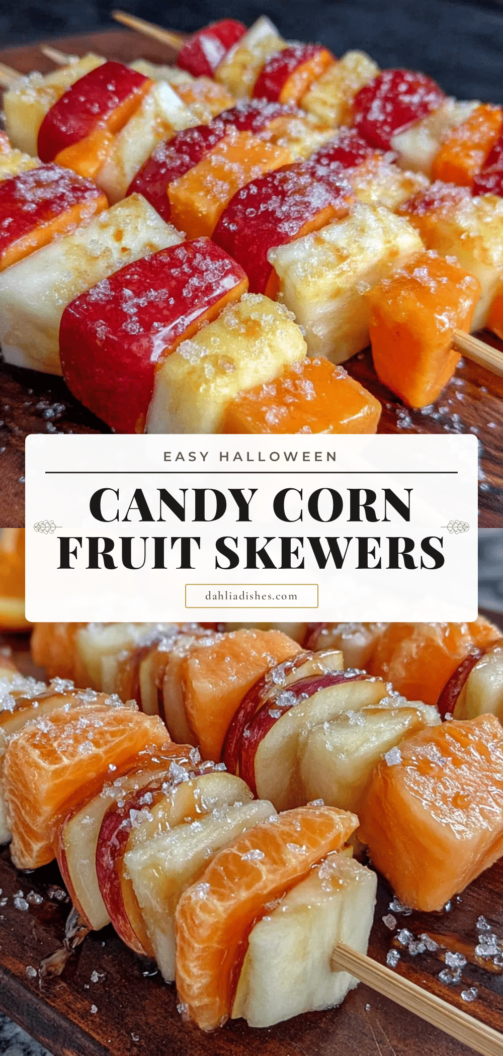 candy corn halloween fruit skewers recipe