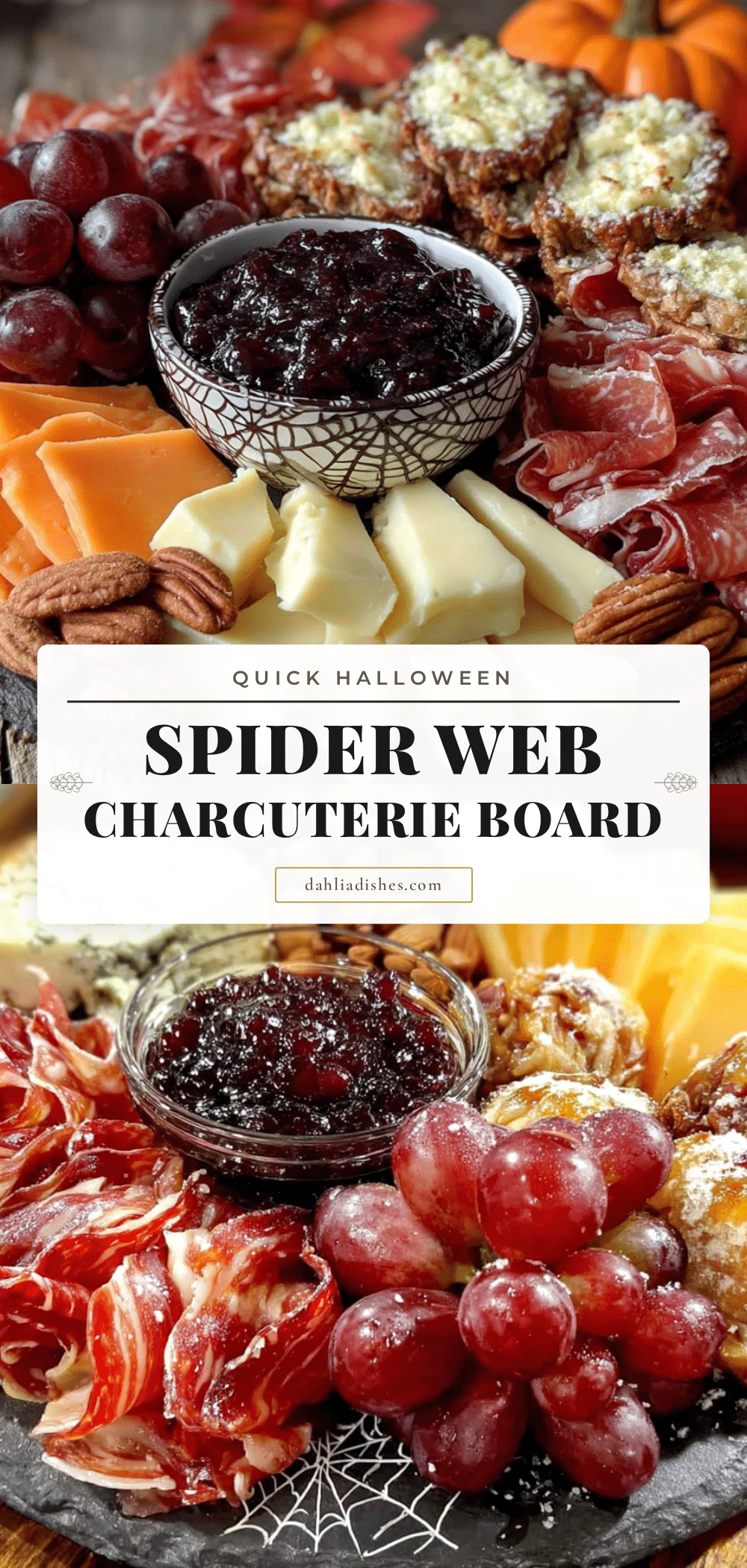 halloween spider web charcuterie board recipe