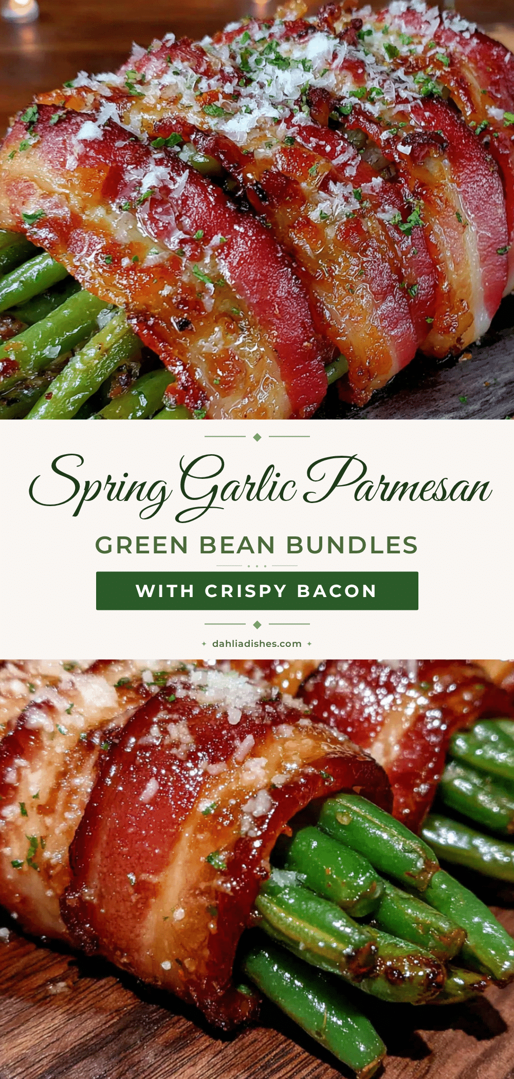 spring garlic parmesan green bean bundles recipe