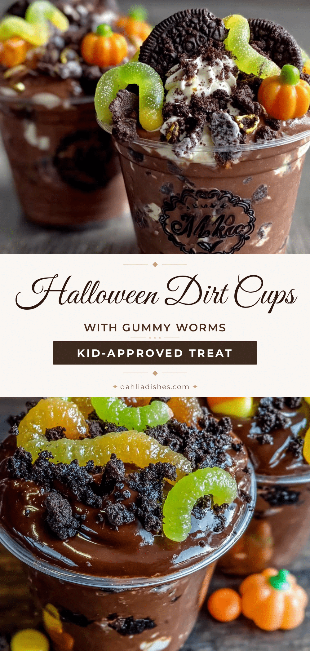 halloween dirt cups with gummy worms recipe